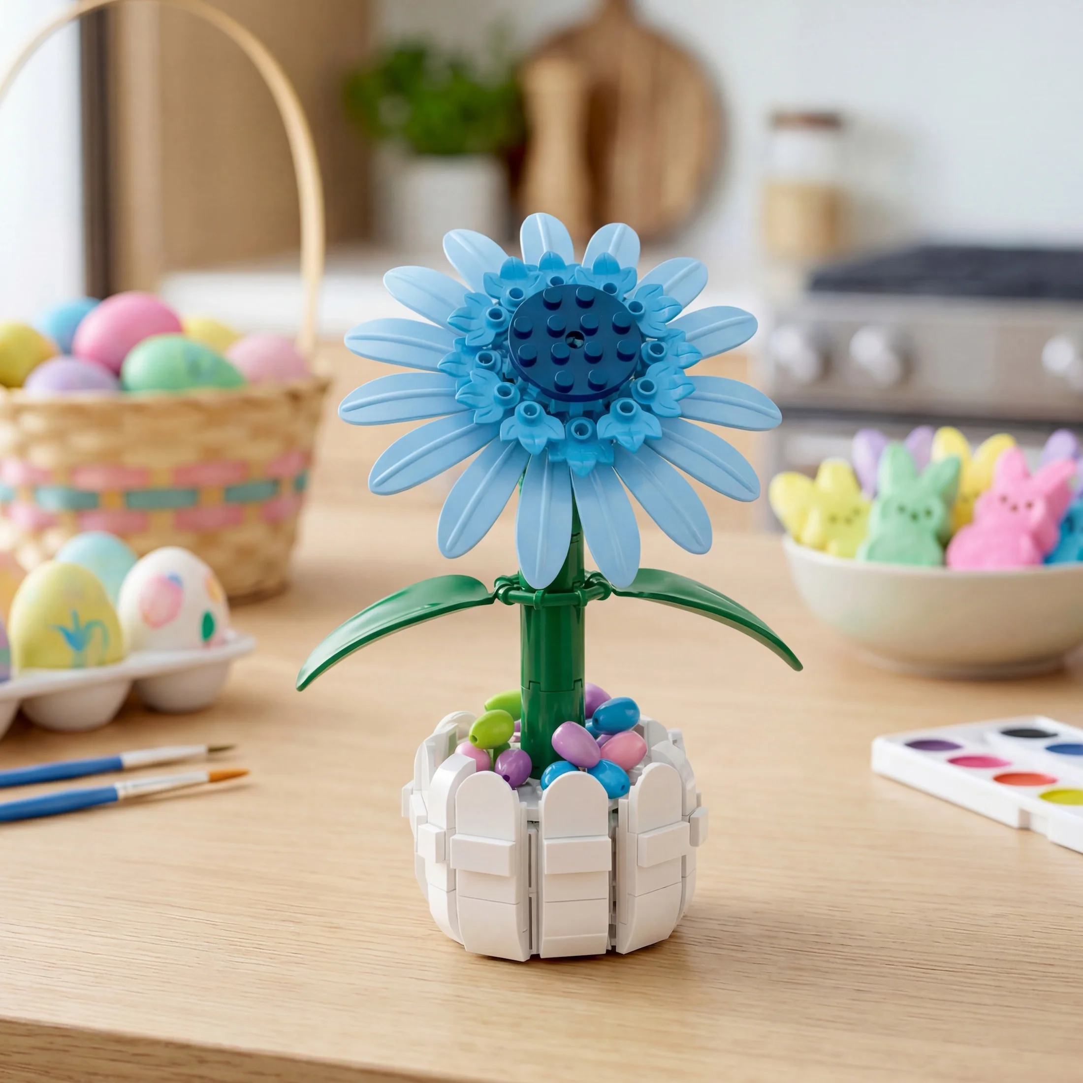 Blue Sunflower in Picket Fence Pot - Image 3